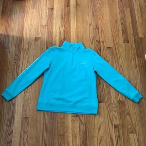vineyard vines crewneck half zip, barley worn